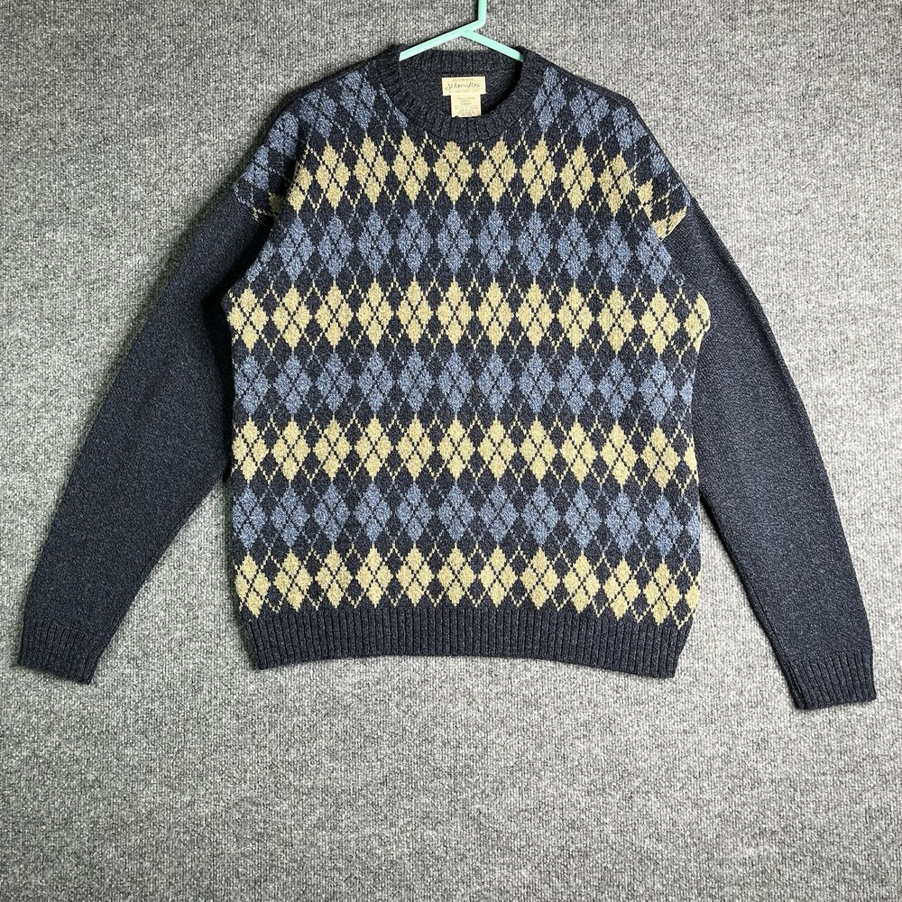 Vintage St John's Bay Authentic Argyle Pattern Sweater USA Made Men's Size Large